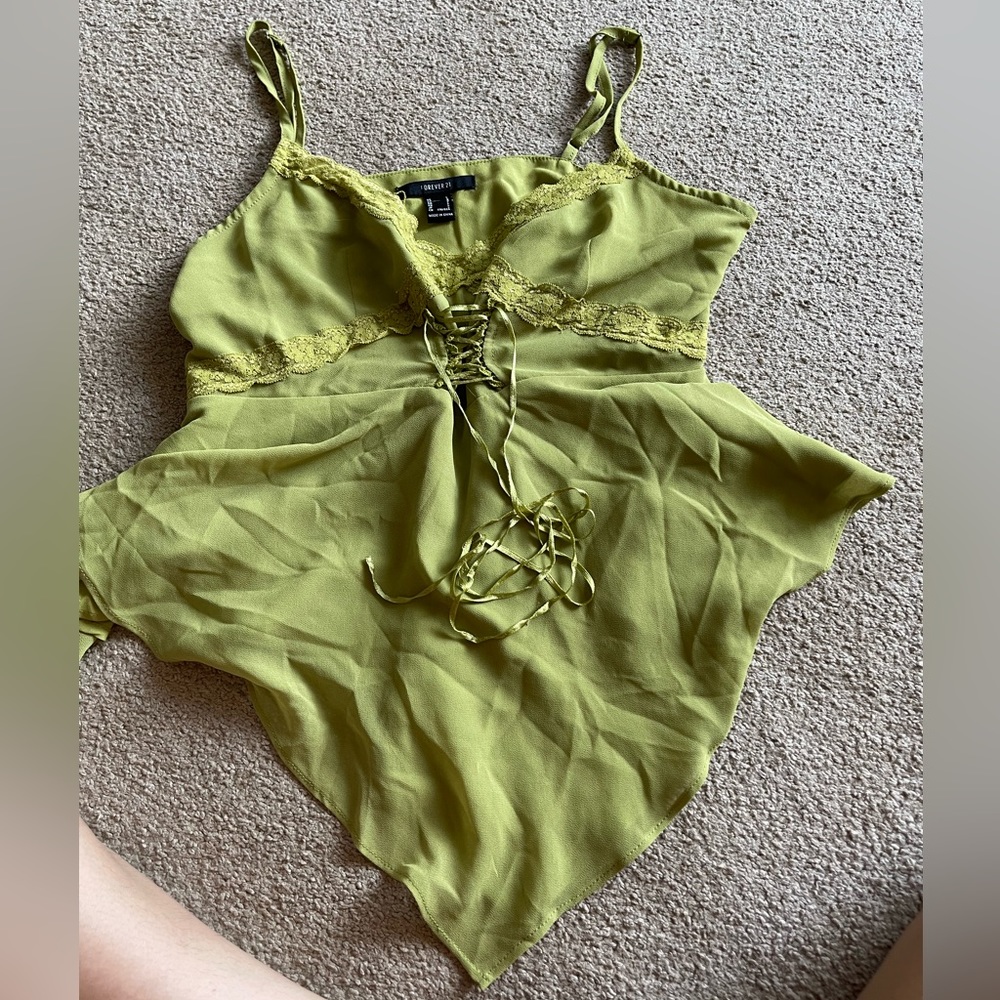 Green flowy tops y2k fairy vibes